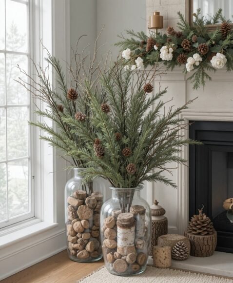 Natural Elements with Pinecones and Branches