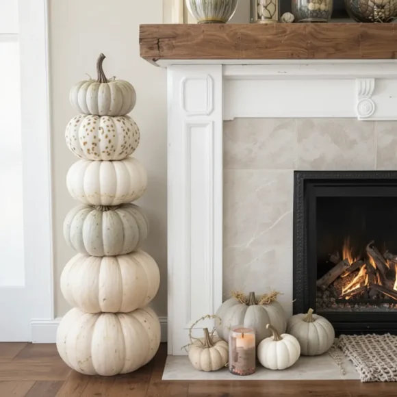 Neutral Toned Pumpkin Stack