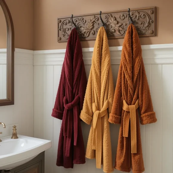 Plush Fall-Inspired Robes on Hooks