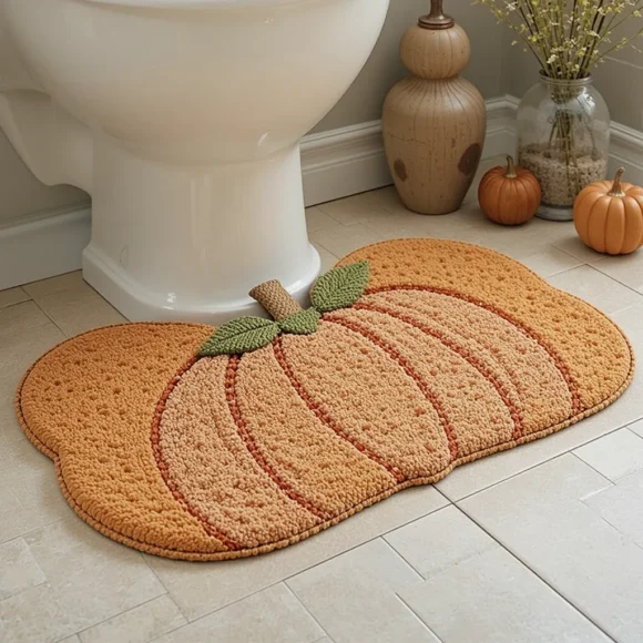 Pumpkin-Themed Bath Mat