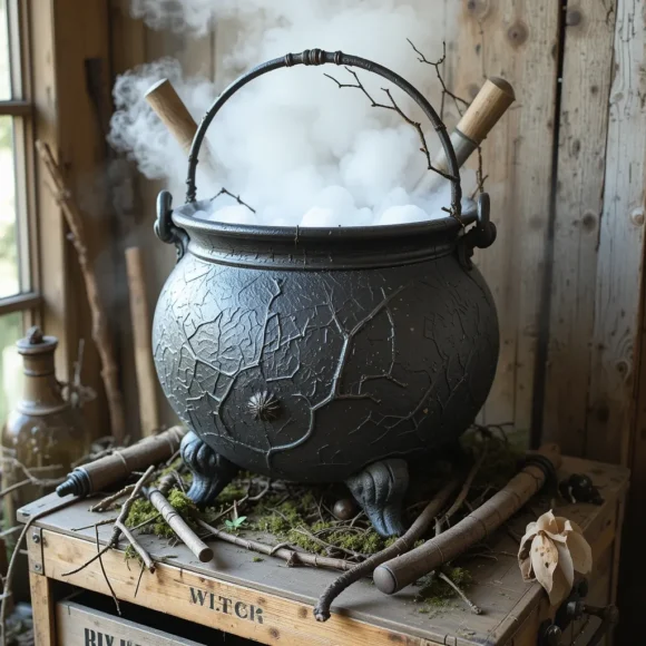 Rustic Cauldron with Smoky Dry Ice