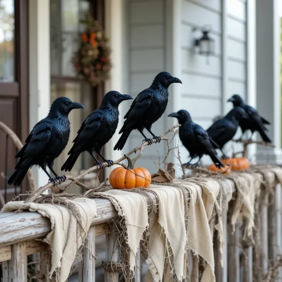 Rustic Crows on a Branch Scene