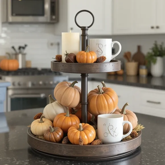 Use a Tiered Tray for Seasonal Items