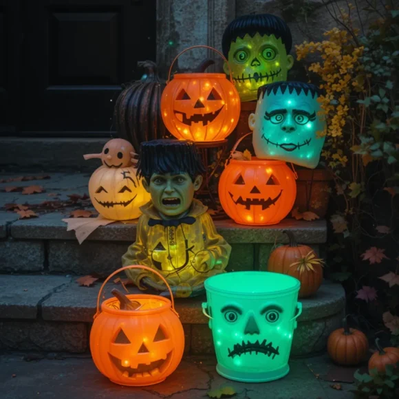 Vintage Trick-or-Treat Bucket Display