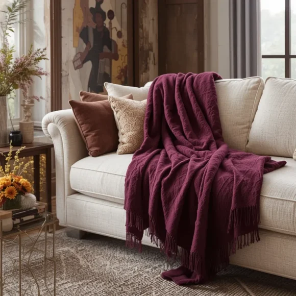 Warm Plum Throw Blanket