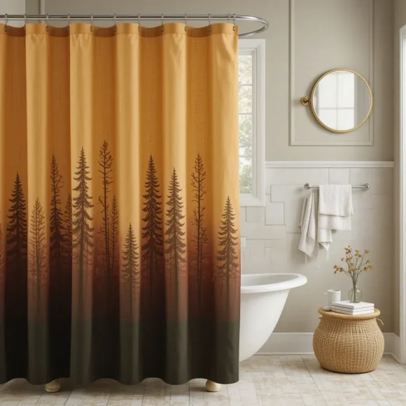 Warm-Toned Shower Curtain