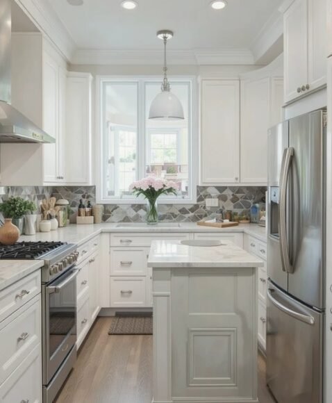White Cabinets in a Small Kitchen
