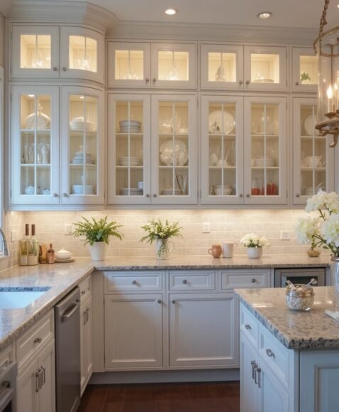 White Cabinets with Glass Doors