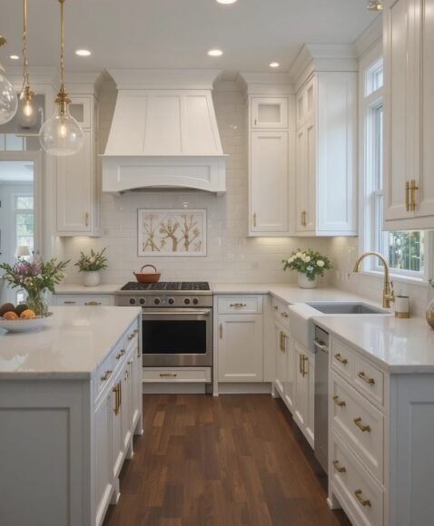 White Cabinets with Gold Hardware
