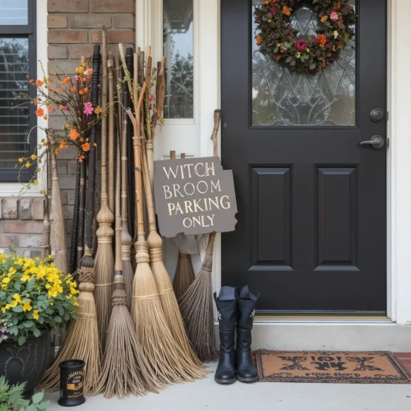 Witch's Broom Parking Sign