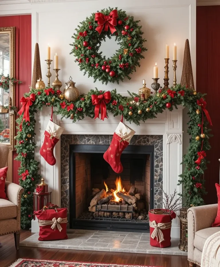 Classic Red and Green Mantel