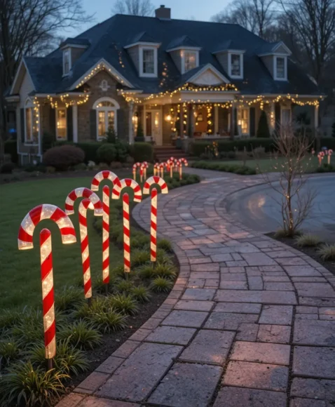 Candy Cane Walkway Stakes