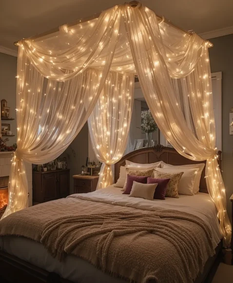 Canopy of Lights Over the Bed
