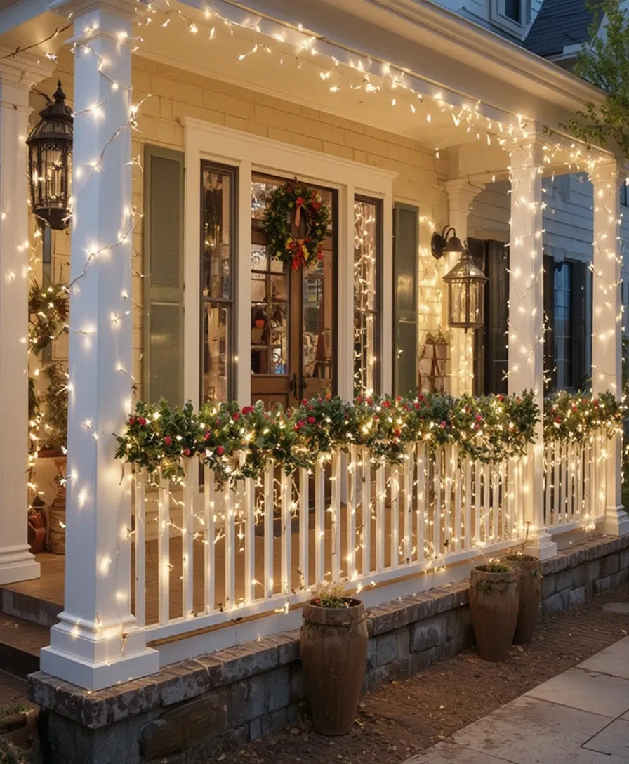 Christmas Lights On Porch Railing