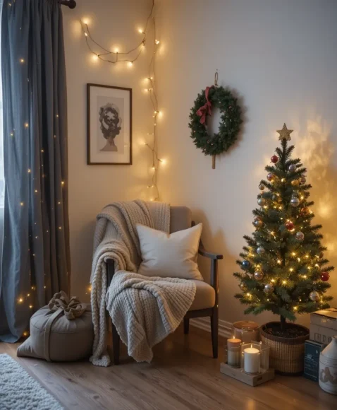 Cozy Corner with Christmas Accents