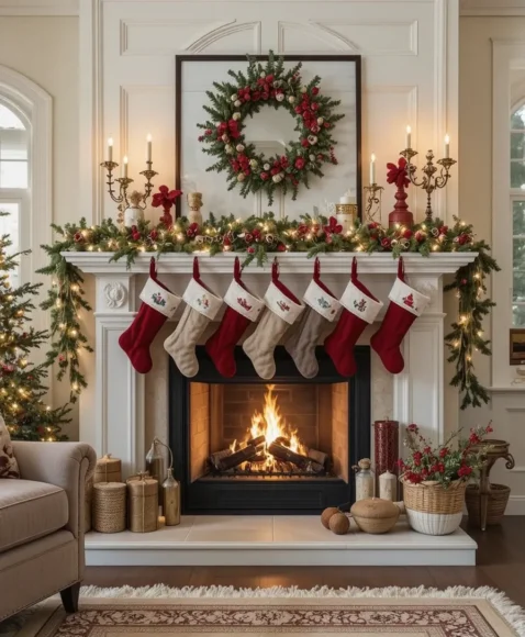 Festive Fireplace Decor