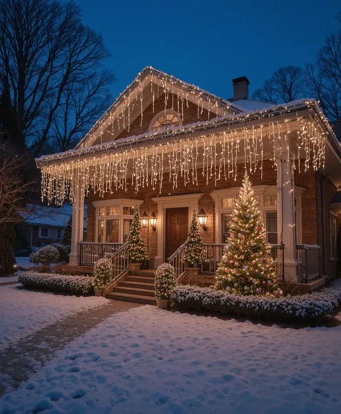 Icicle Lights on Roof