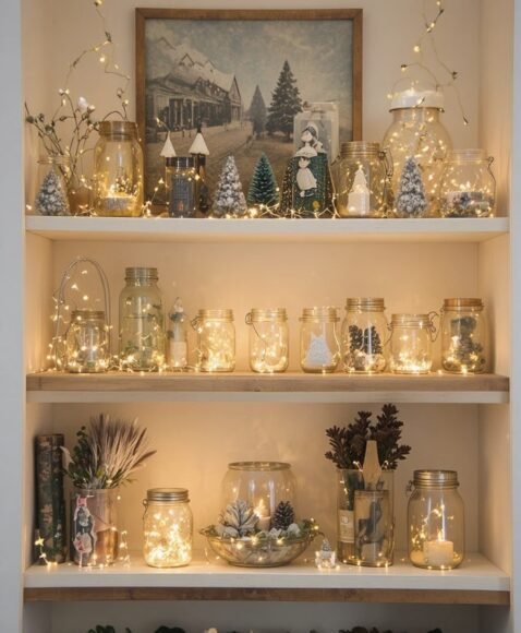 Jar Lanterns on Shelves