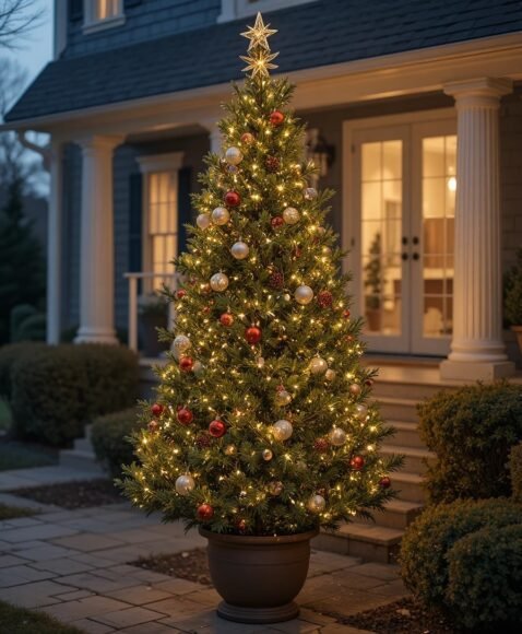Outdoor Christmas Tree with Lights