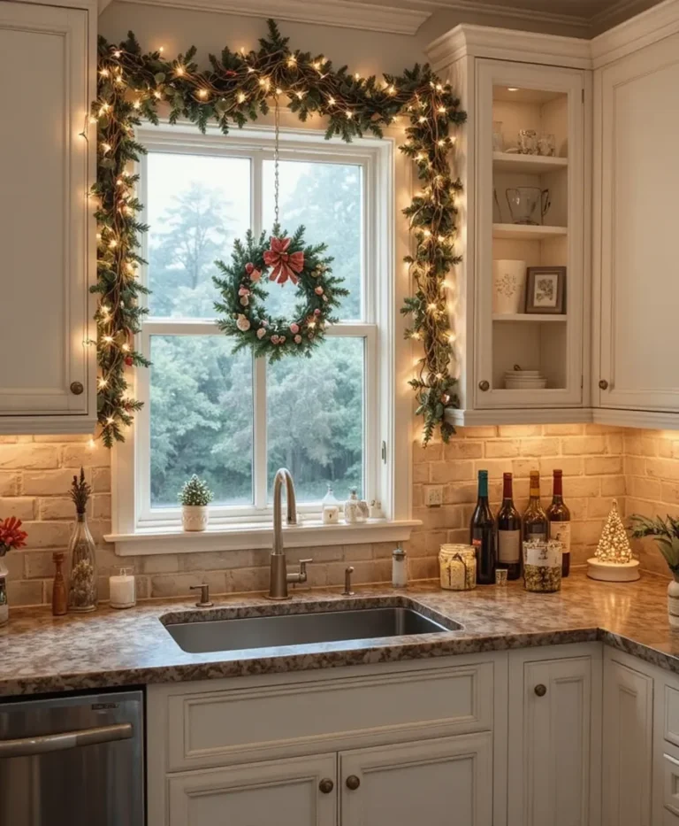 String Lights Around Cabinets