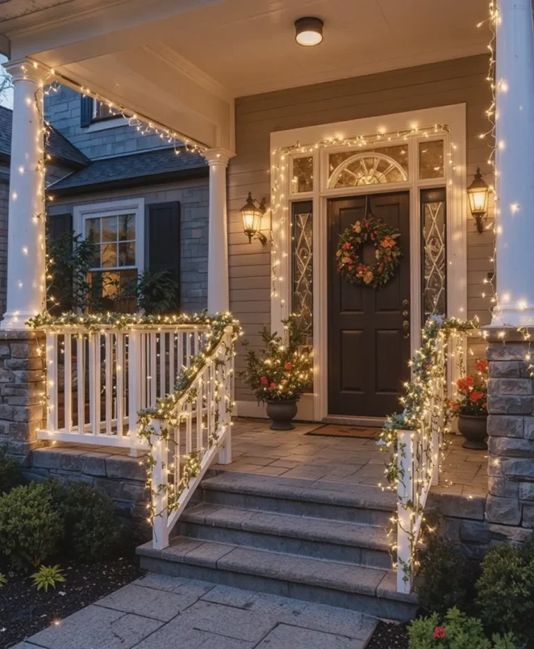 String Lights Around Railings