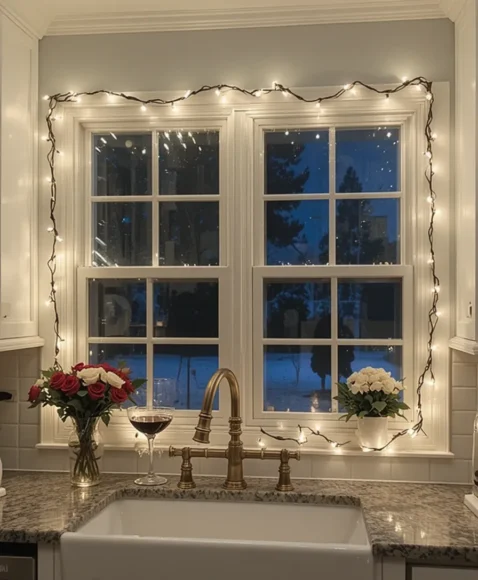 String Lights Around Windows