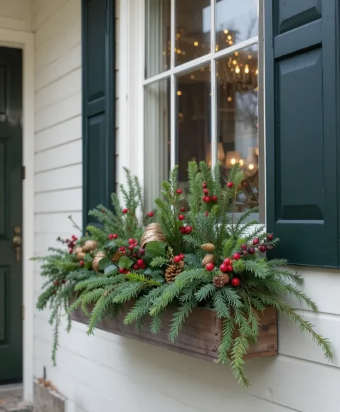 Window Boxes with Christmas Flair