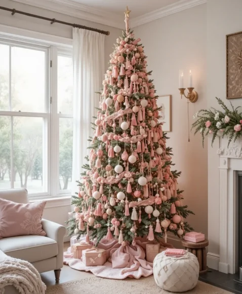 Boho Pink Christmas Tree