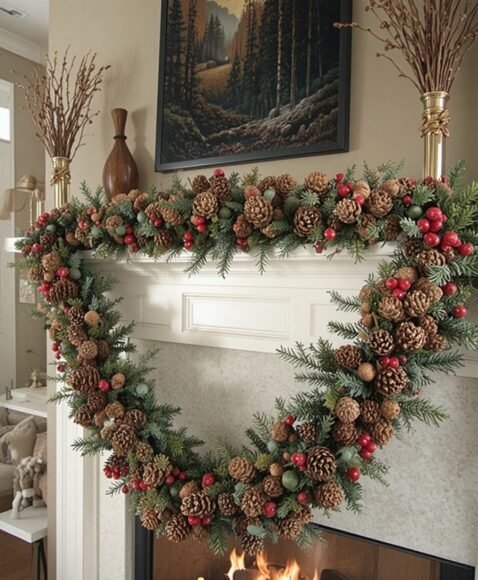DIY Pinecone Garland With Berries