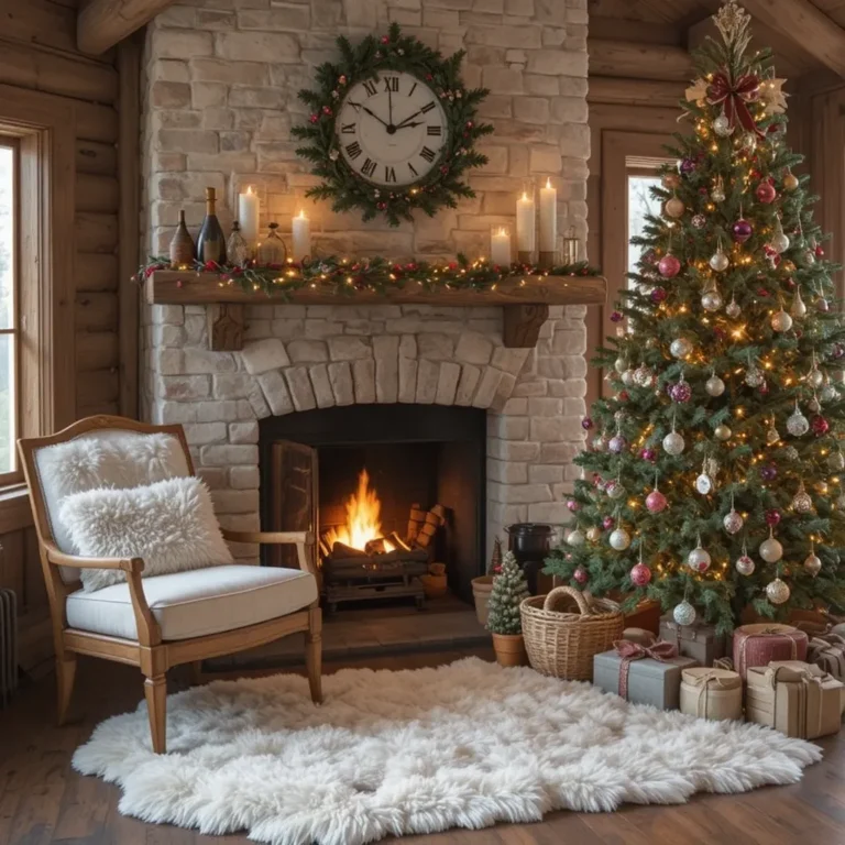 Faux Fur Rug by the Fire