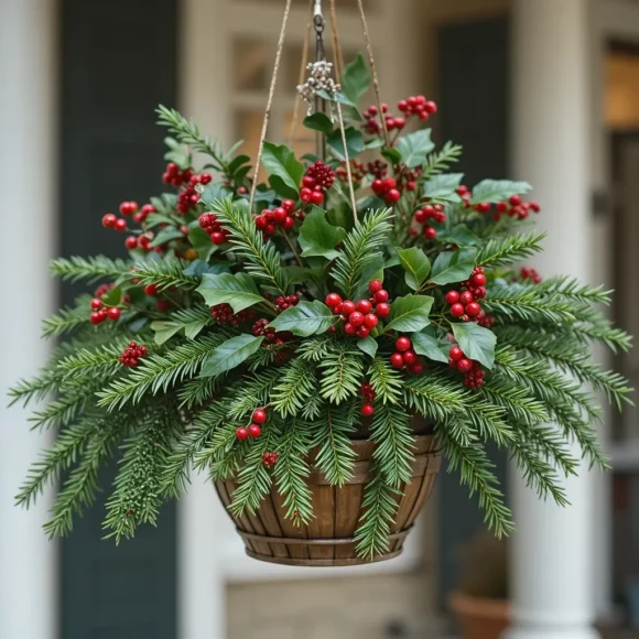 Hanging Basket Holiday Greens