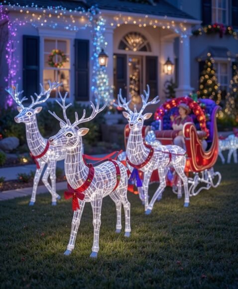Lit Reindeer Display