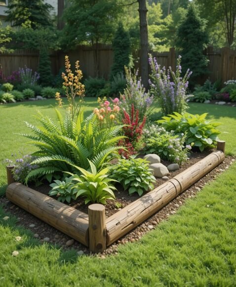 Log Edging for a Deep Woods Aesthetic