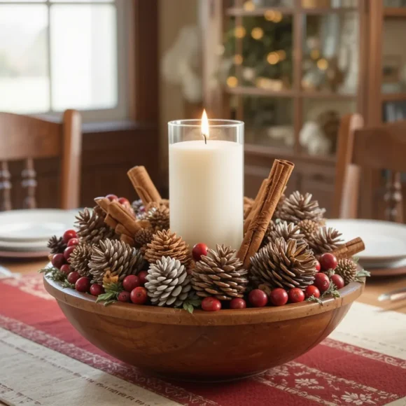 Pinecone and Cinnamon Centerpiece
