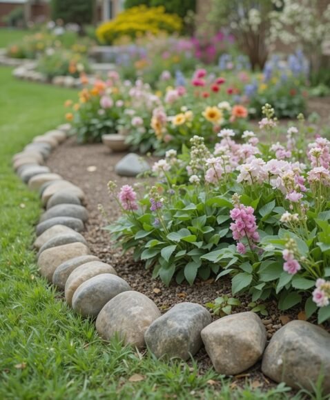 River Rock Edging for Soft, Natural Flow