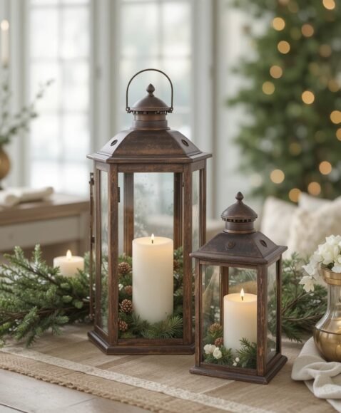 Rustic Lanterns With Greenery