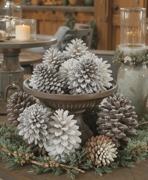 Snow-Dusted Pinecones
