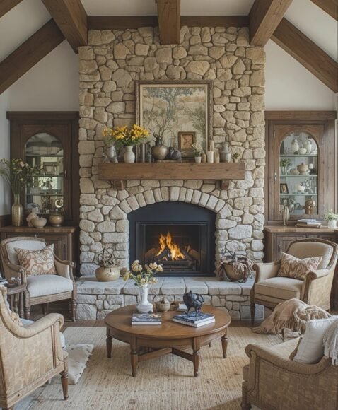 Stone Fireplace Feature