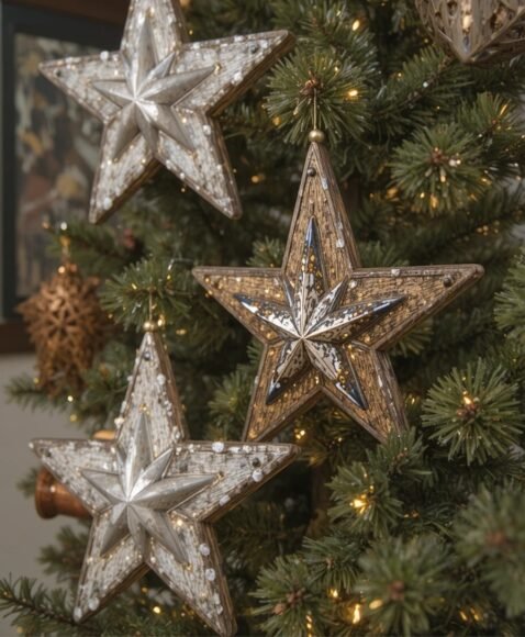 Wood and Metal Star Ornaments