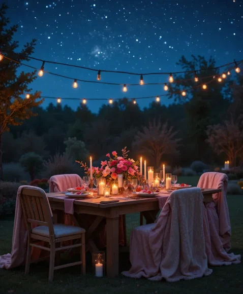 Outdoor Valentine Candle Table