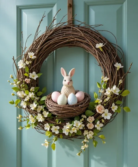 Bunny Nest and Speckled Egg Wreath