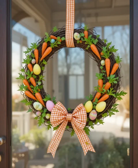 Carrot and Egg Patch Wreath for a Playful Twist