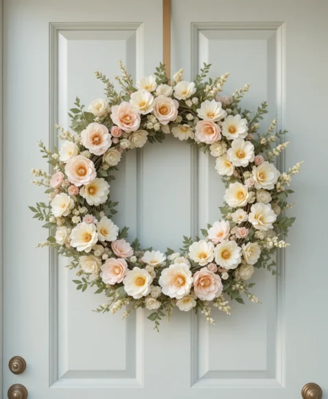 Classic Easter Wreath With Soft Pastel Florals