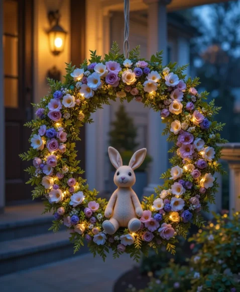 Fairy Light Bunny Wreath for Evening Glow