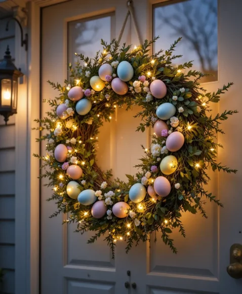Fairy Light Easter Egg Wreath for Evening Glow