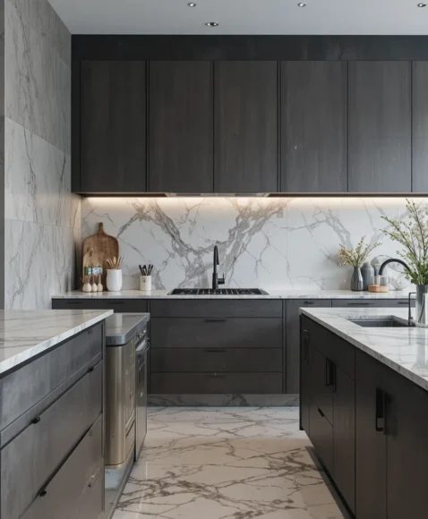 High-Contrast Microcement and Marble Mix