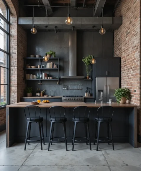 Industrial Concrete-Look Urban Kitchen