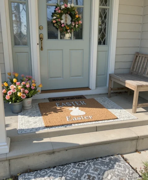 Layered Doormat Easter Entry