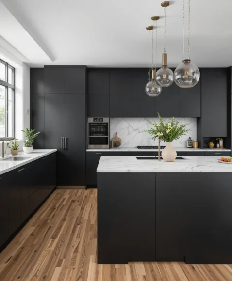 Matte Black Microcement Bold Design