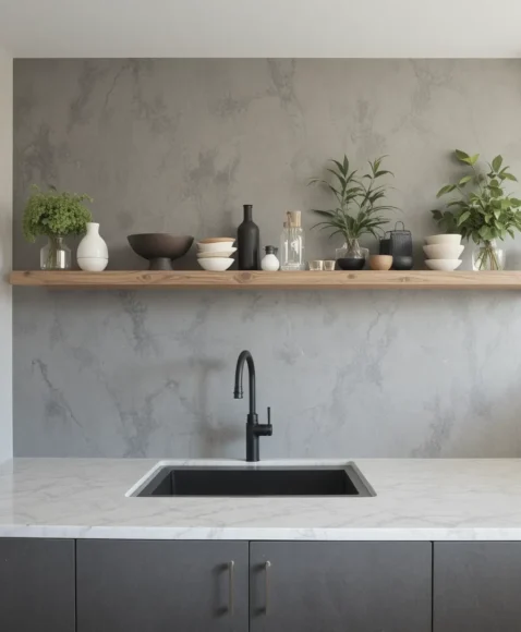 Microcement Backsplash Feature Wall